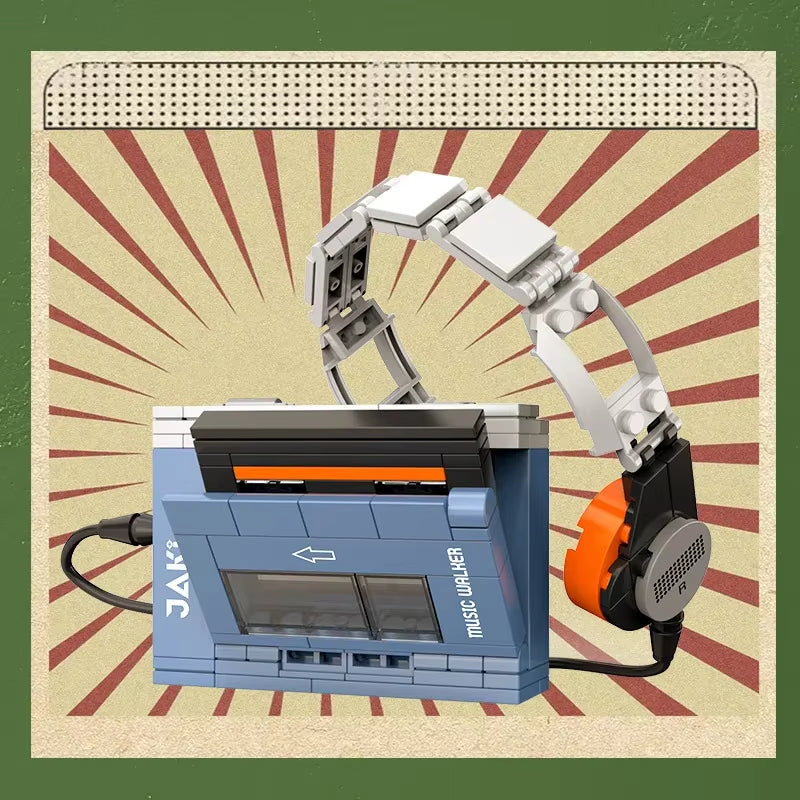 DIY Retro Electrical Appliances Furniture TV Computer Tape Walkman Play Game Consoles Radio Building Blocks Model Brick Set Toys