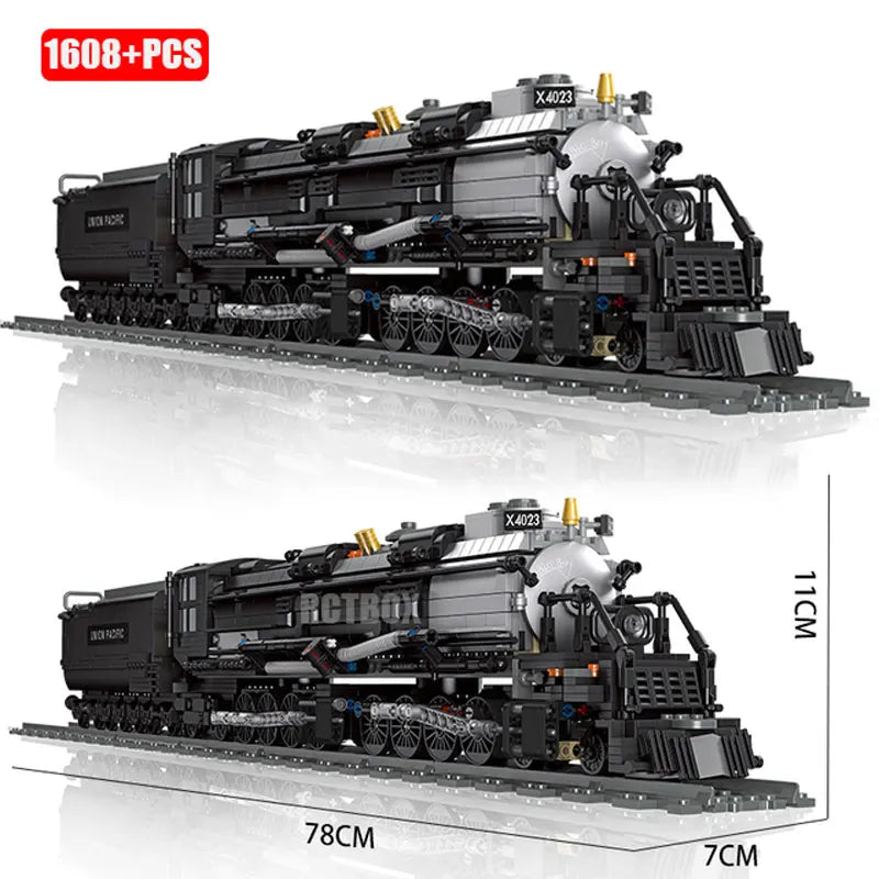 Classic Technical Train Buildings Blocks Big Boy Steam Locomotive Railway Tracks Bricks Sets DIY Kids Toys for Birthday Gifts