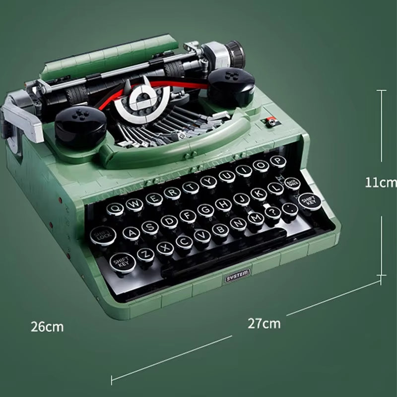 Ideas Typewriter Building Blocks Set for Adults Collectible Retro Display Model Toys Unique Children Gifts Home Decoration