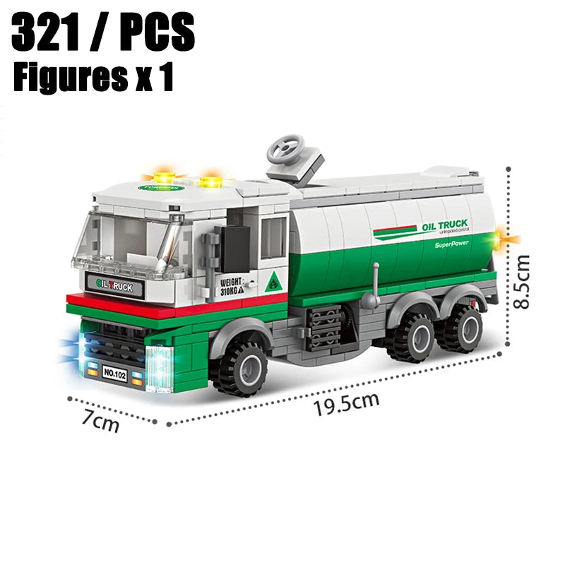 New Modern City Big Cargo Freight Truck Semi Trailer Truck Large Heavy Goods Vehicle Car Model Building Blocks Bricks Kids Toys