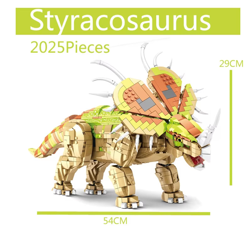 New 2024 Styracosaurus Building Blocks Bricks of Dinosaur Jurassic Series for 9-18 Years Old 2025Pcs Big Model
