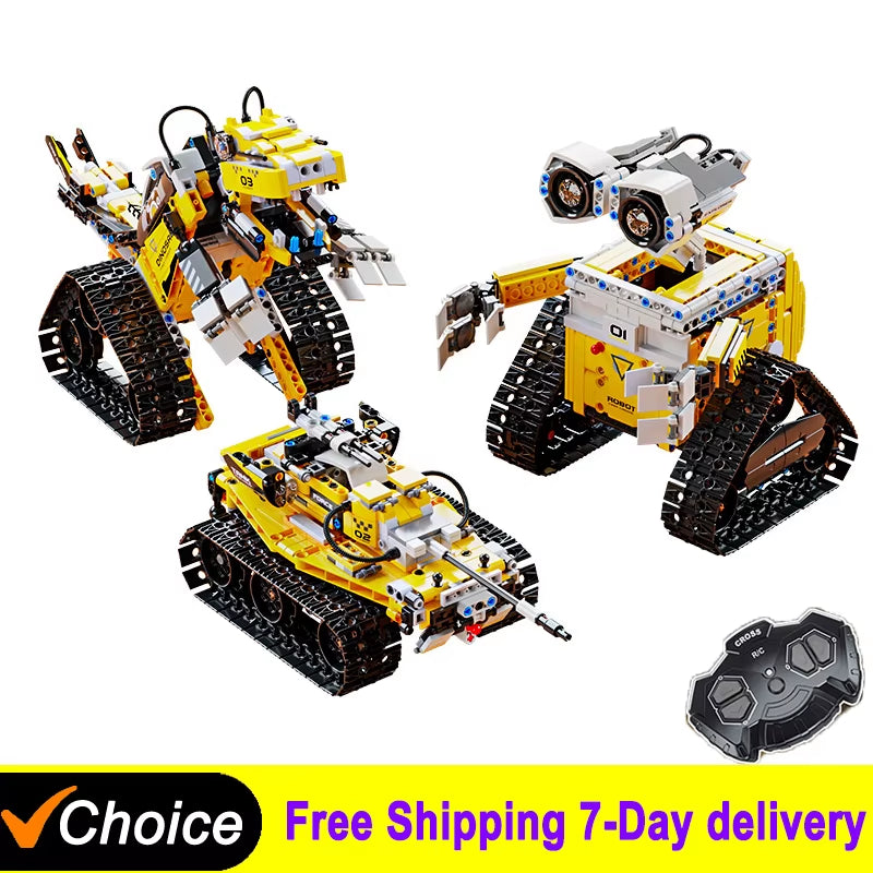 New 700+Pcs 3In1 Technical High-Tech Programming Robot Diy Tank APP RC Building Blocks Bricks Sets Toys Kid Moc Set Best Gifts