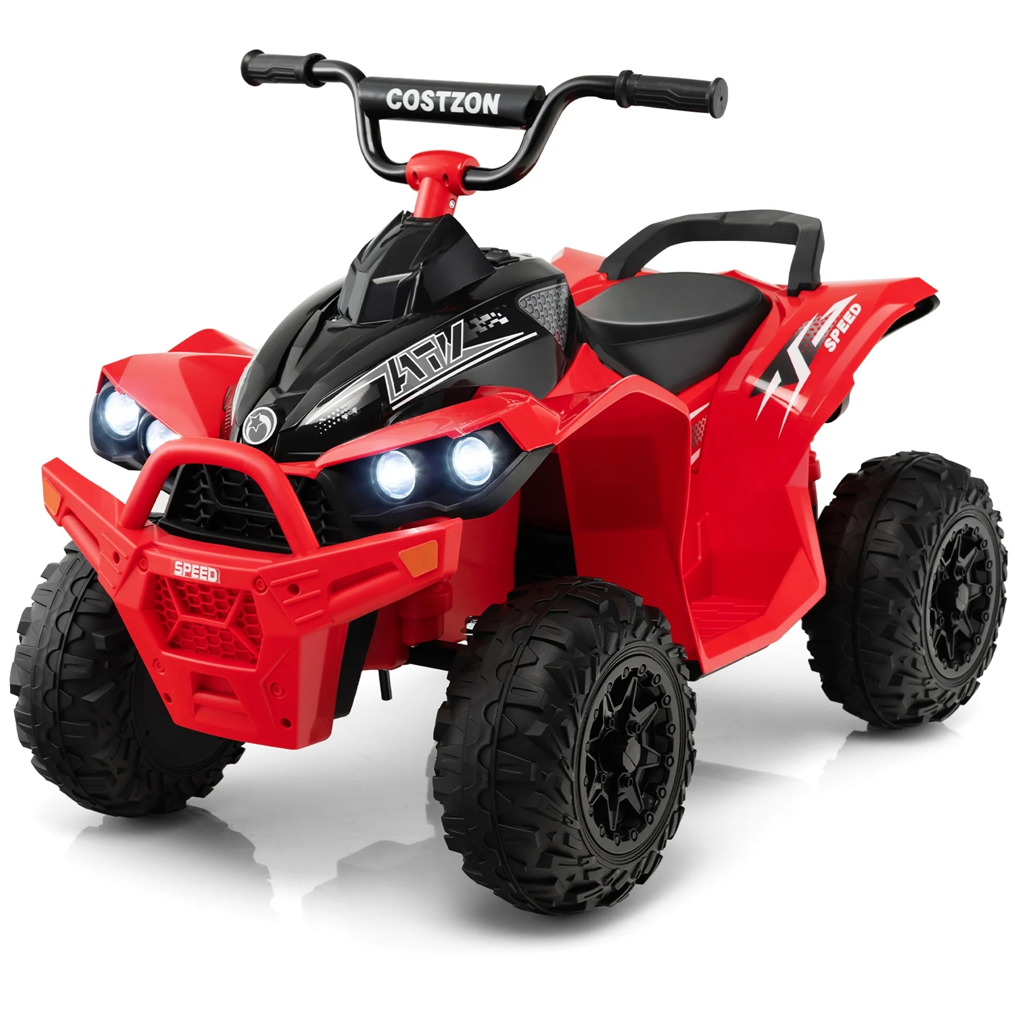 Costway 12V Battery Powered Kids Ride on ATV Electric 4-Wheeler Quad Car with MP3 & Light Red