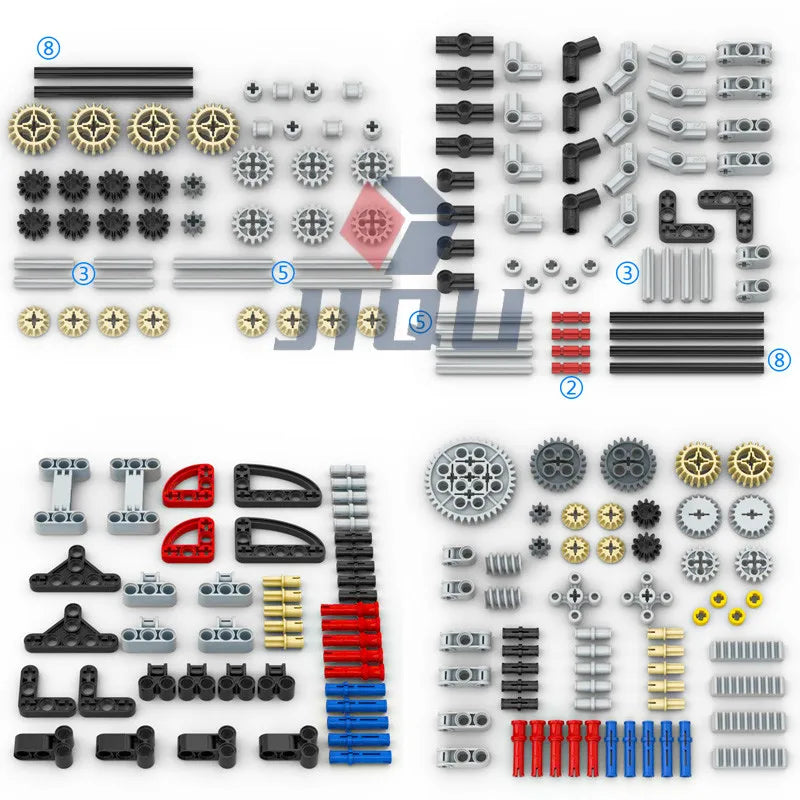 MOC Technology Bricks Accessory Bulk Gear Cross Axles Pin Set Compatible High-Tech Building Blocks DIY Car Bulk Educational Toys