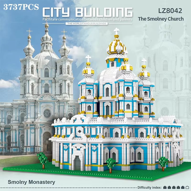 3737PCS Smolny Church Model Building Blocks World Famous Attractions Architectural Street View Bricks DIY Toys Holiday Gifts