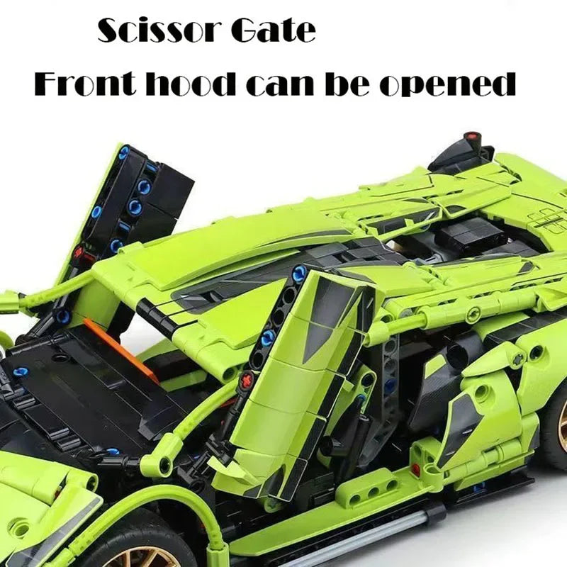 1280PCS New Technical 1:14 Lambo Super Sports Car Building Blocks MOC City Speed Vehicle Assemble Bricks Toys for Kids Boys