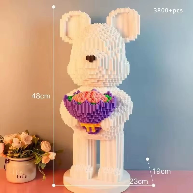 48Cm Flower Violent Bear Huge Building Block Children'S Toys with Small Particles Bricks 3D Model Children'S Adult Gift