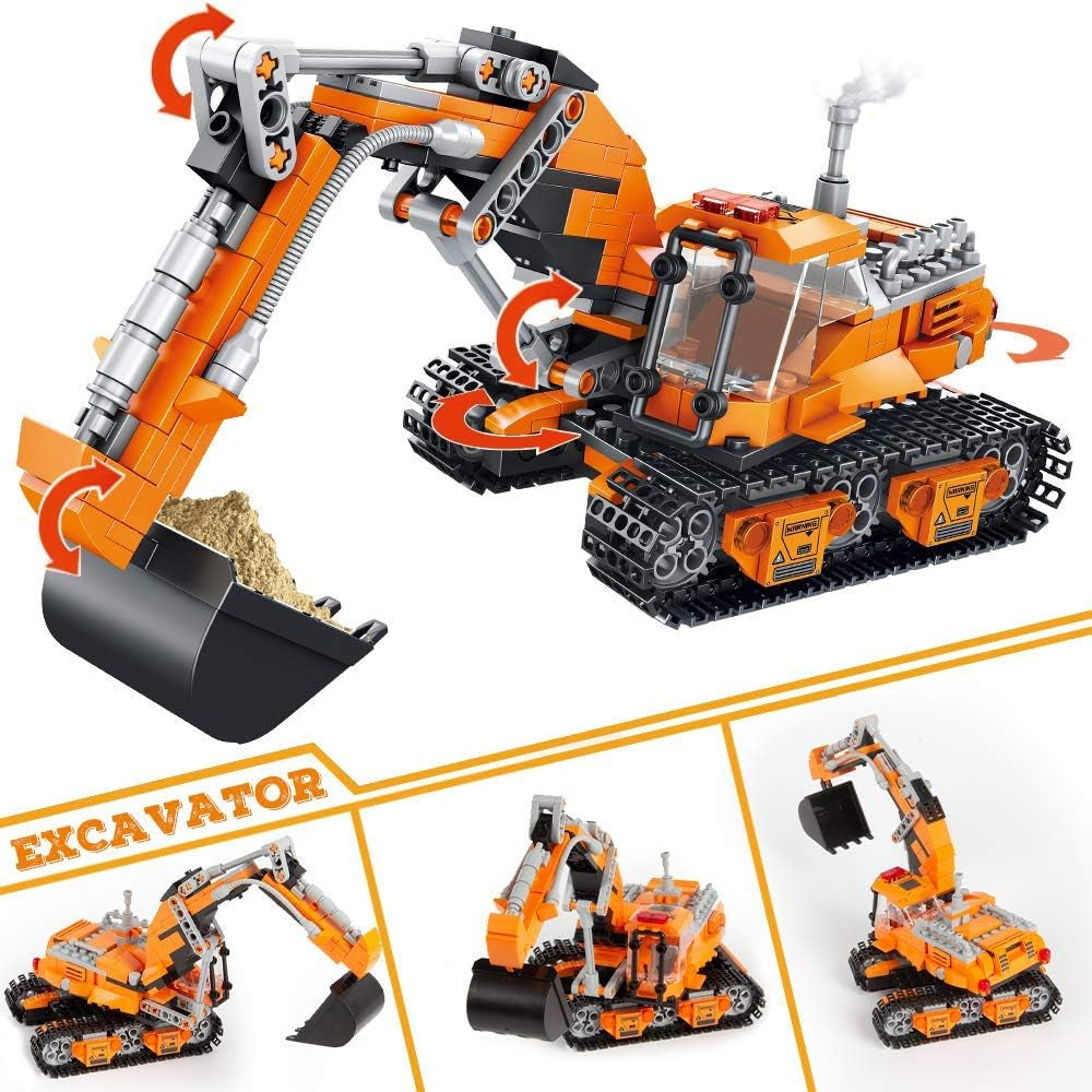 Building Sets for Kids, Building Kit for Boys 6 7 8 9 10 11 12 Years Old, 513 PCS 2 in 1 Excavator or Drilling Car STEM Building Toys Building Blocks, Buildable Toy for Kids, Building Bricks Kit
