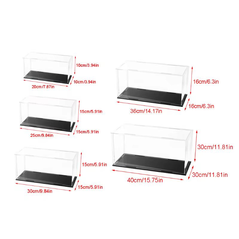 Acrylic Clear Display Show Case for 1/18 Diecast Model Toy Car Black Base Dustproof Storage Box