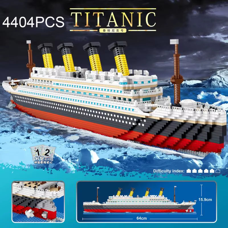 4404PCS Titanic Building Blocks Cruise Ship Mini Assemble Bricks Model Toys Kits Desktop Decoration Ornaments Gifts for Adults