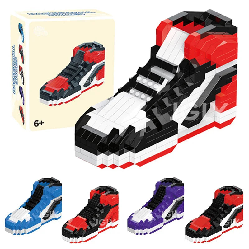 518PCS DIY Mini Building Block Boys Basketball Sports Shoes Anime Building Bricks Toys Sneakers Blocks Model for Kids Toy Gifts