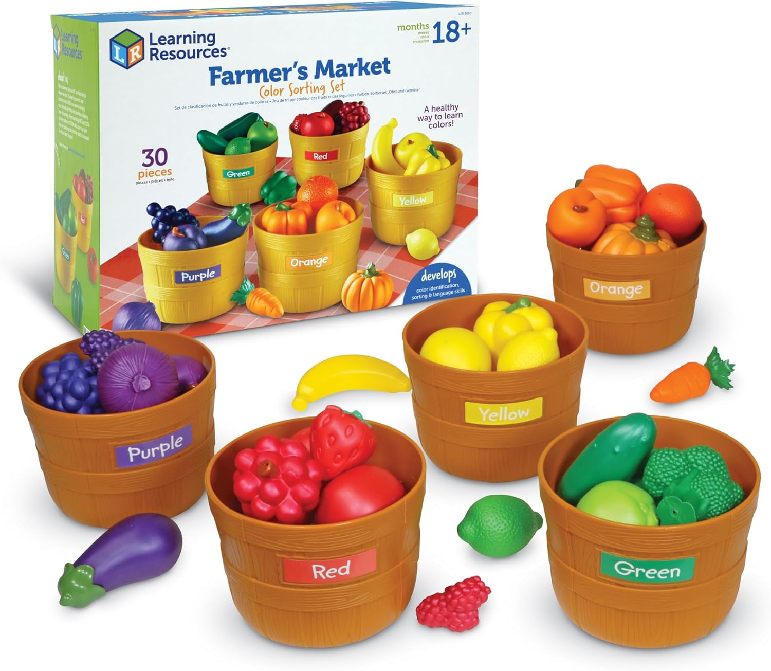 Farmer'S Market Color Sorting Set - Play Food for Kids, Toddler Stacking Toys, Grocery and Kitchen Play Toys , Montessori, Fine Motor Skills , Gifts for Boys and Girls