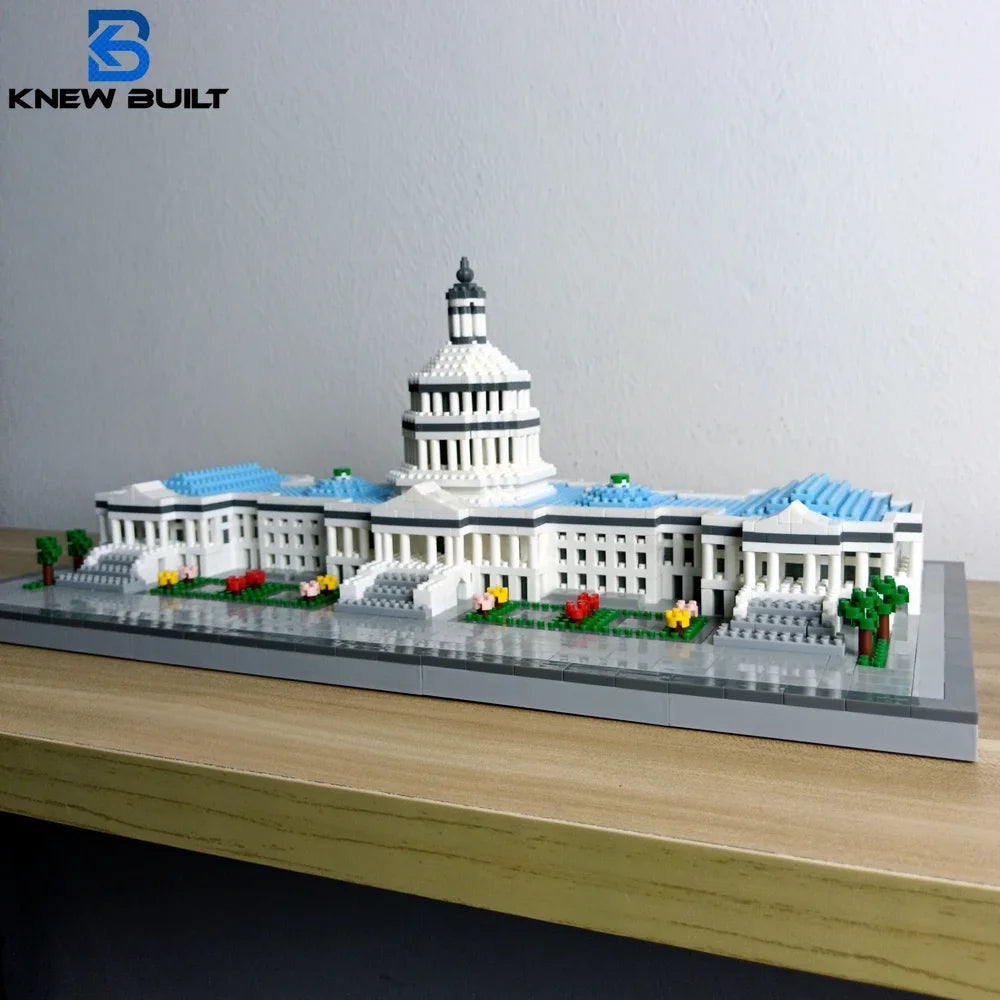 Capitol City Construction White House Micro Building Blocks US Mini Architecture Adult Children Toys Assemble Bricks