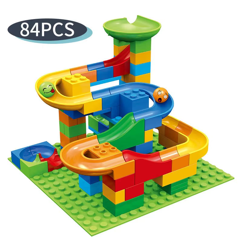 84-504PCS Marble Race Run Blocks Maze Ball Track Toy Compatible City Building Blocks Funnel Slide Blocks Toys DIY Bricks Toys