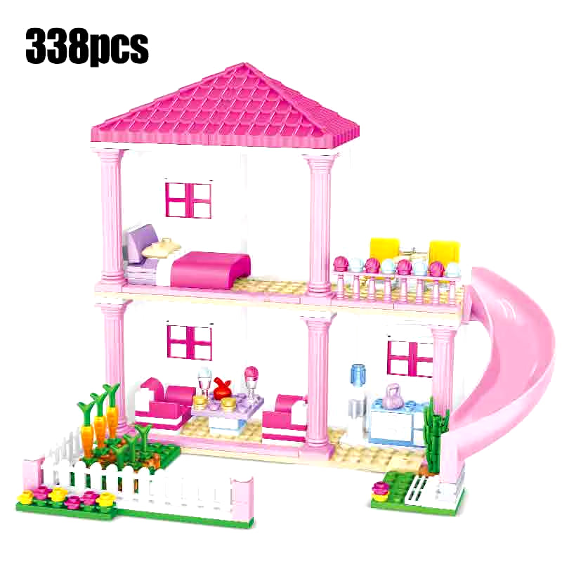 1018Pcs City 1 Change 3 Summer Double-Storey Villa House Building Blocks Friends Garden Flower Figures Bricks Toys Girls