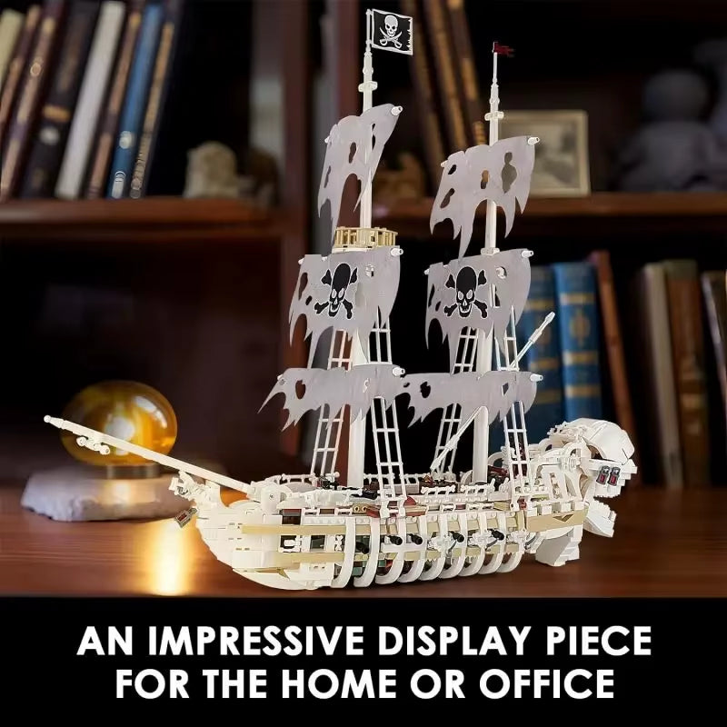 1592PCS Skeleton Ghost Ship Building Blocks Storm Pirate Ship Model Bricks Desktop Decoration Ornaments Educational Toys Gifts