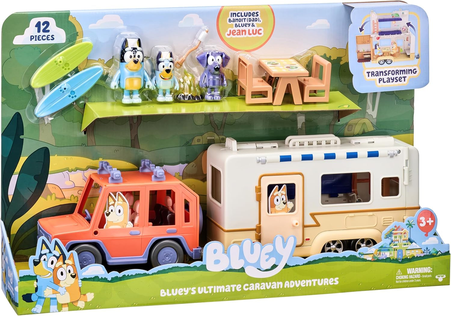 Ultimate Caravan Adventures - Caravan Playset and Three 2.5-3" Figures & 4WD Family Vehicle with 2 Surfboards, Multicolor (13096)