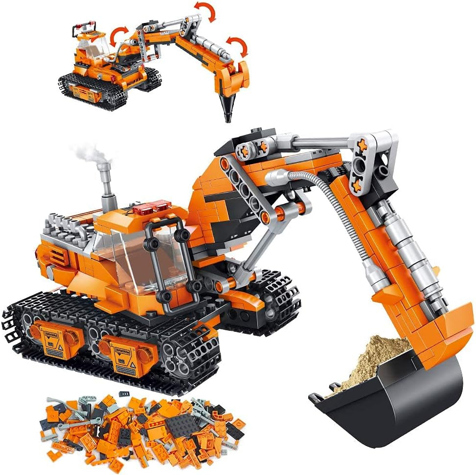 Building Sets for Kids, Building Kit for Boys 6 7 8 9 10 11 12 Years Old, 513 PCS 2 in 1 Excavator or Drilling Car STEM Building Toys Building Blocks, Buildable Toy for Kids, Building Bricks Kit