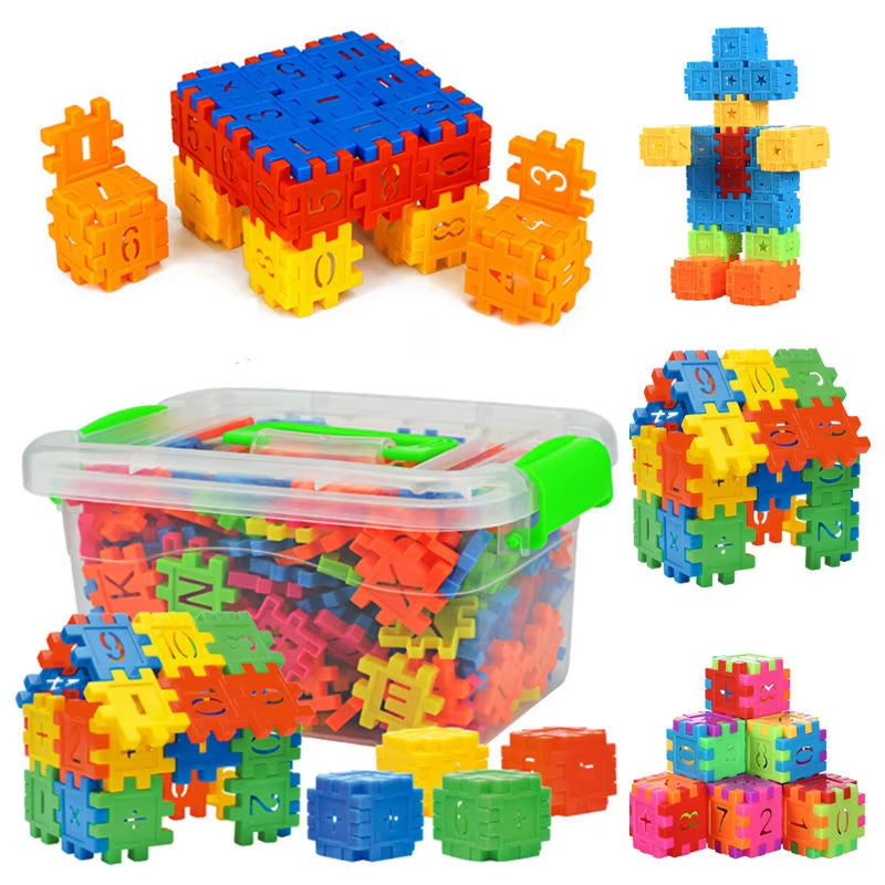 88Pcs Digital Letter Cube Building Blocks Assembly DIY Creative Bricks with Storage Box Baby Early Education Toys for Children